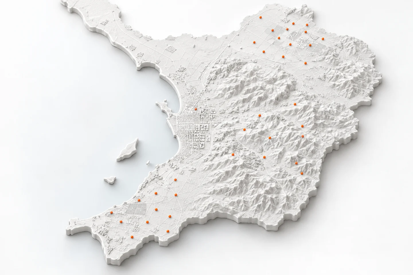 AI-generated map showing A plain map of metropolitan Adelaide, the Barossa, McLaren Vale and the Adelaide Hills with the listed areas marked as small dots; no office pin, because FactoryJet has no Adelaide office