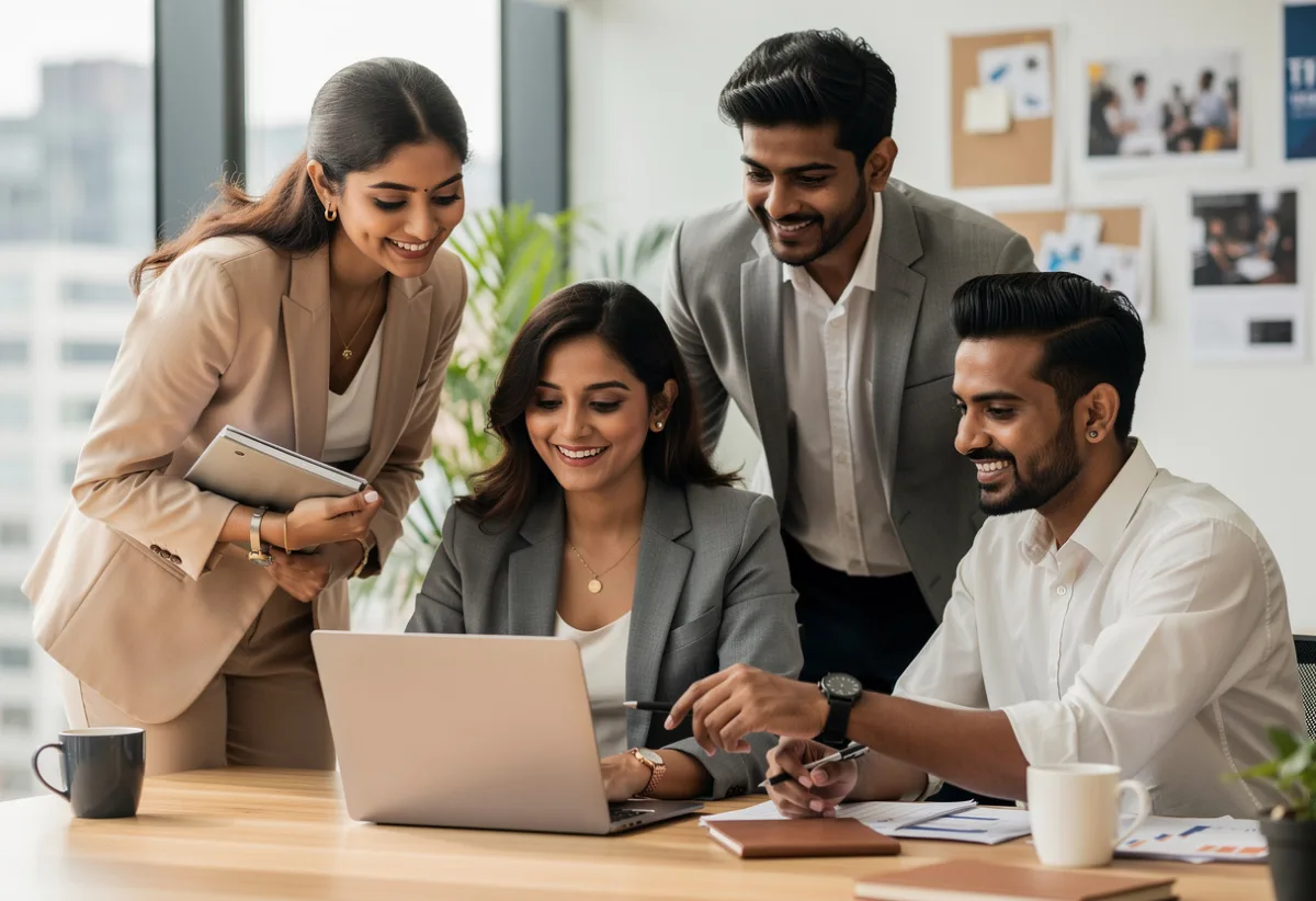 Marketing team reviewing paid campaign performance on a shared screen