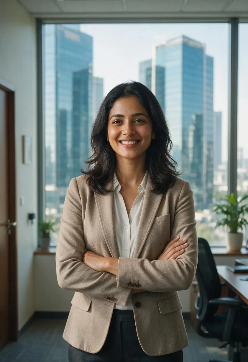 A digital marketing professional in a modern Hyderabad office