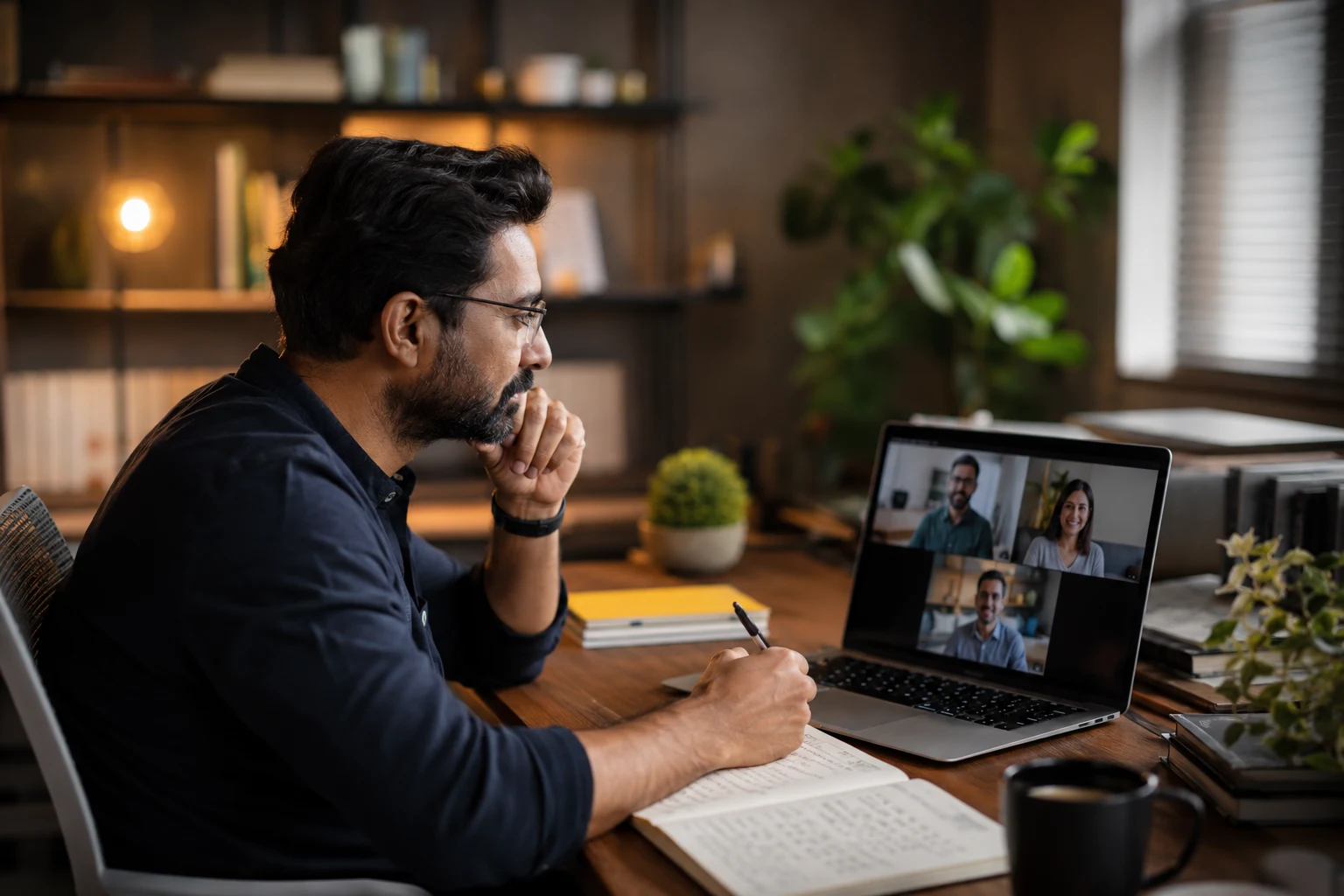 Founder on a video scoping call mapping out a client's B2B ecommerce platform requirements