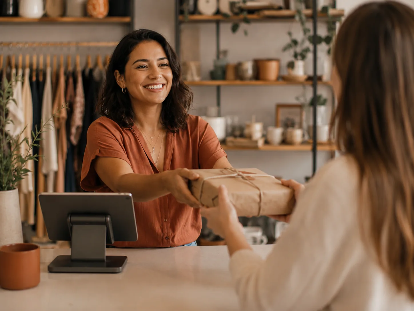 A growing mid-market retail brand serving a customer at a BigCommerce-powered point of sale